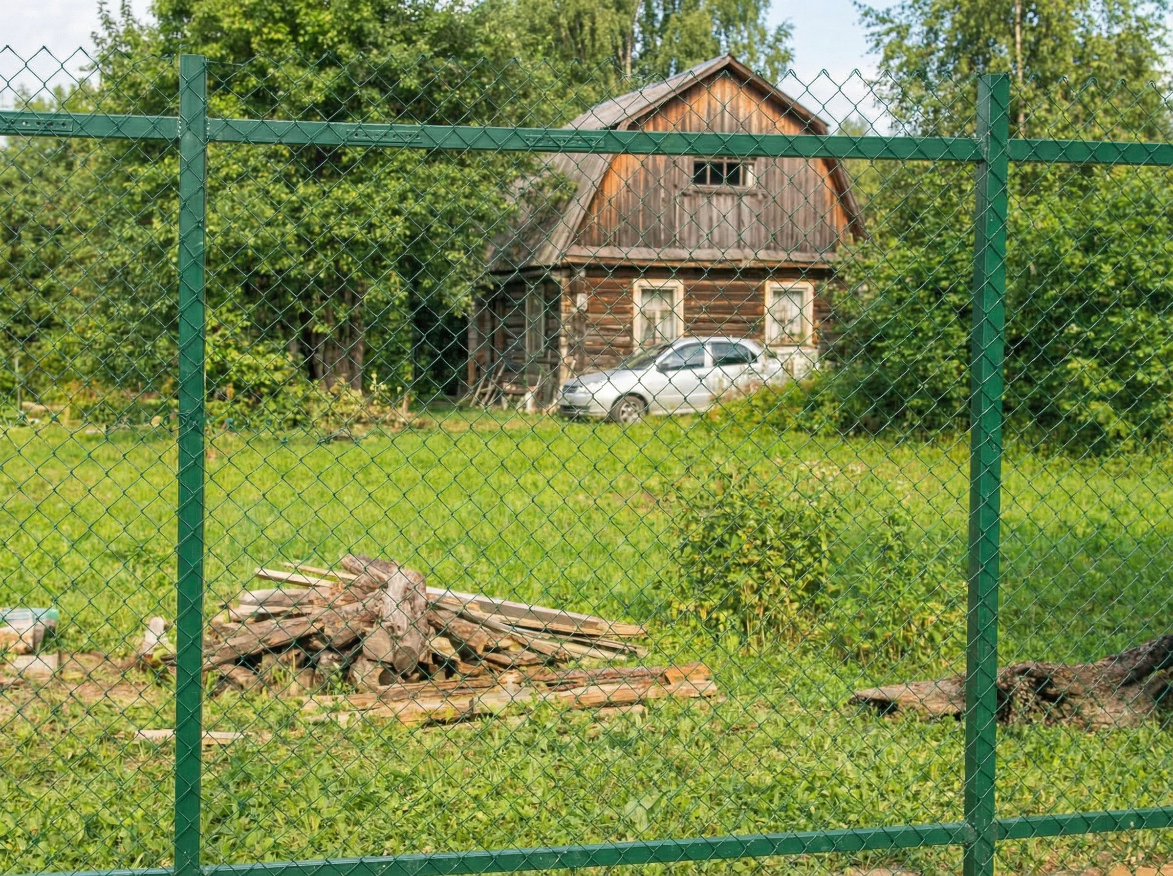 Забор из сетки рабицы под ключ